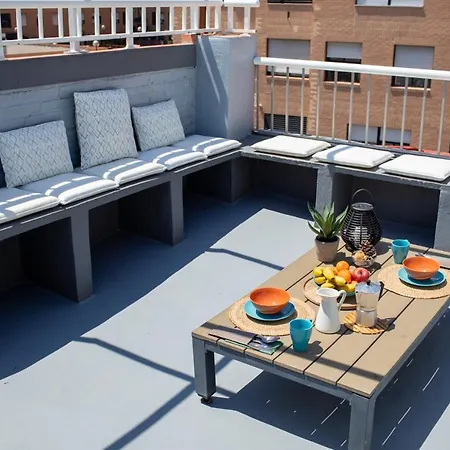 Casa Florit - Cabanyal 3 Bedroom Wifi Ac Terrace Penthouse Appartement *