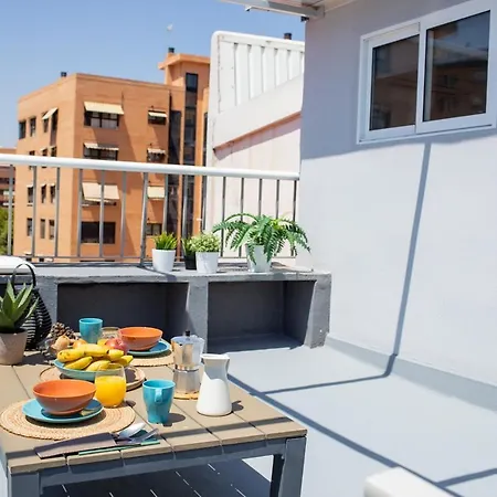 Florit Flats - Cabanyal 3 Bedroom Wifi Ac Terrace Penthouse Apartamento *